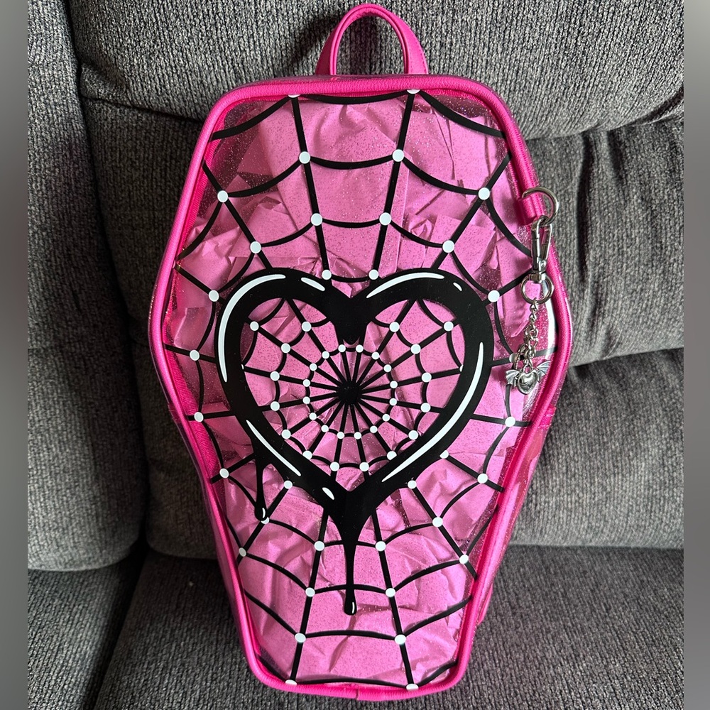 💖NWT Monster High Draculaura Coffin Translucent Pink Glitter Mini Backpack